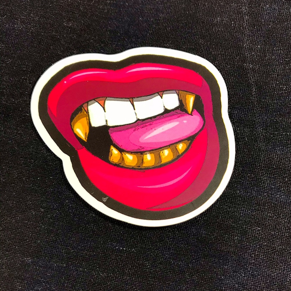 Gilded Vampire Sexy Juicy Lips Waterproof Sticker NEW Trendy Decor